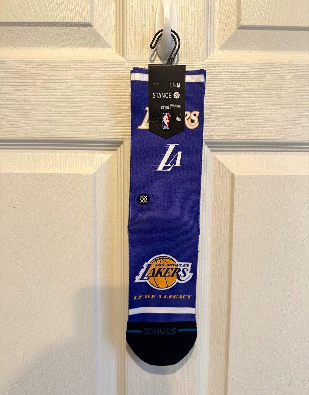 Stance NBA Los Angeles Lakers Purple Crew Socks Logo Size M 1 Pair